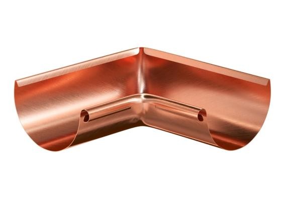 Водосток Aquasistem, система 125x90 - Угол желоба внутренний медный 90° купить в Каменск-Шахтинском