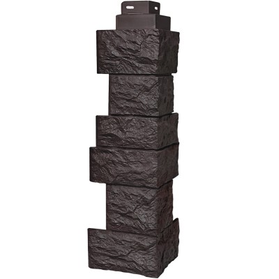 Цокольный сайдинг FineBer – Серия “Дикий камень”, Угол наружный, Коричневый