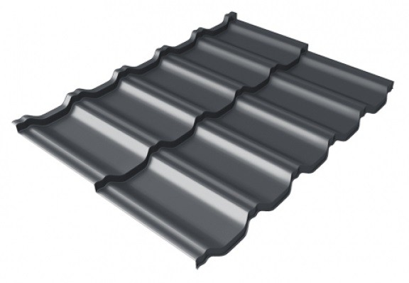 Металлочерепица модульная Квинта Uno Grand Line c 3D резом 0,5 Satin Мatt RAL 7024 мокрый асфальт купить в Каменск-Шахтинском