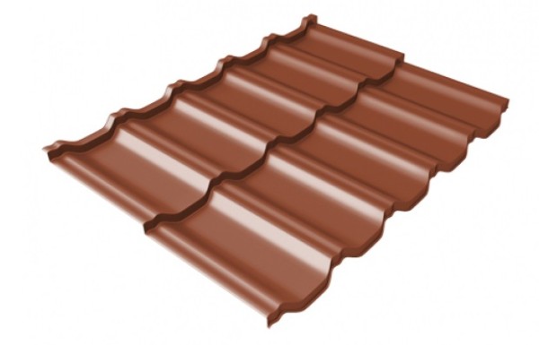 Металлочерепица модульная Квинта Uno Grand Line c 3D резом 0,45 PE RAL 8004 терракота купить в Каменск-Шахтинском