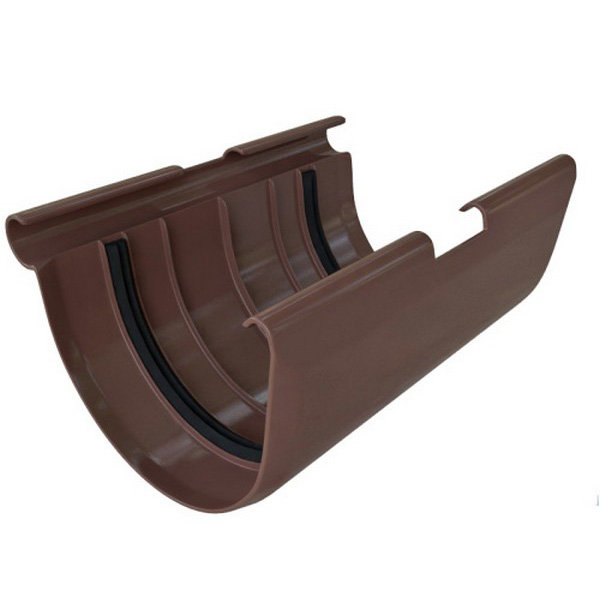 Водосток Альта-Профиль ПВХ – Соединитель желоба (коричневый) купить в Каменск-Шахтинском