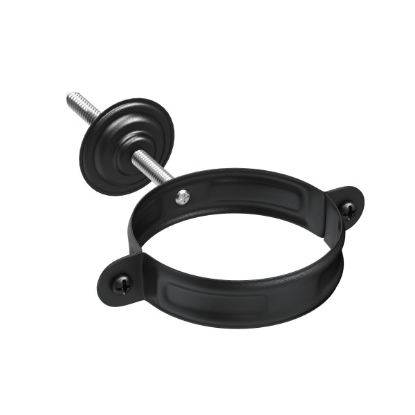 Водосток Aquasistem, система 125x90 - Комплект крепления трубы RAL 9005 Чёрный купить в Каменск-Шахтинском